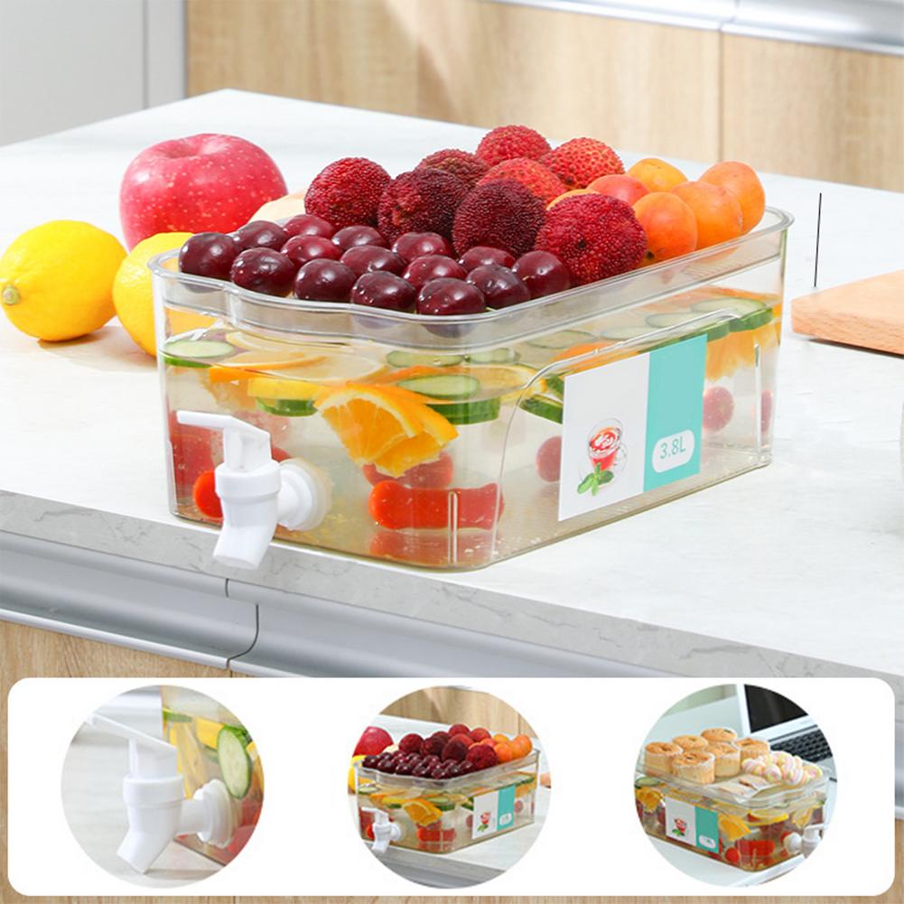 3.8L Beverage Dispenser Water Jug With Spigot Juice Drink Container Kitchen Drink-ware Container Heat Resistant Pitcher