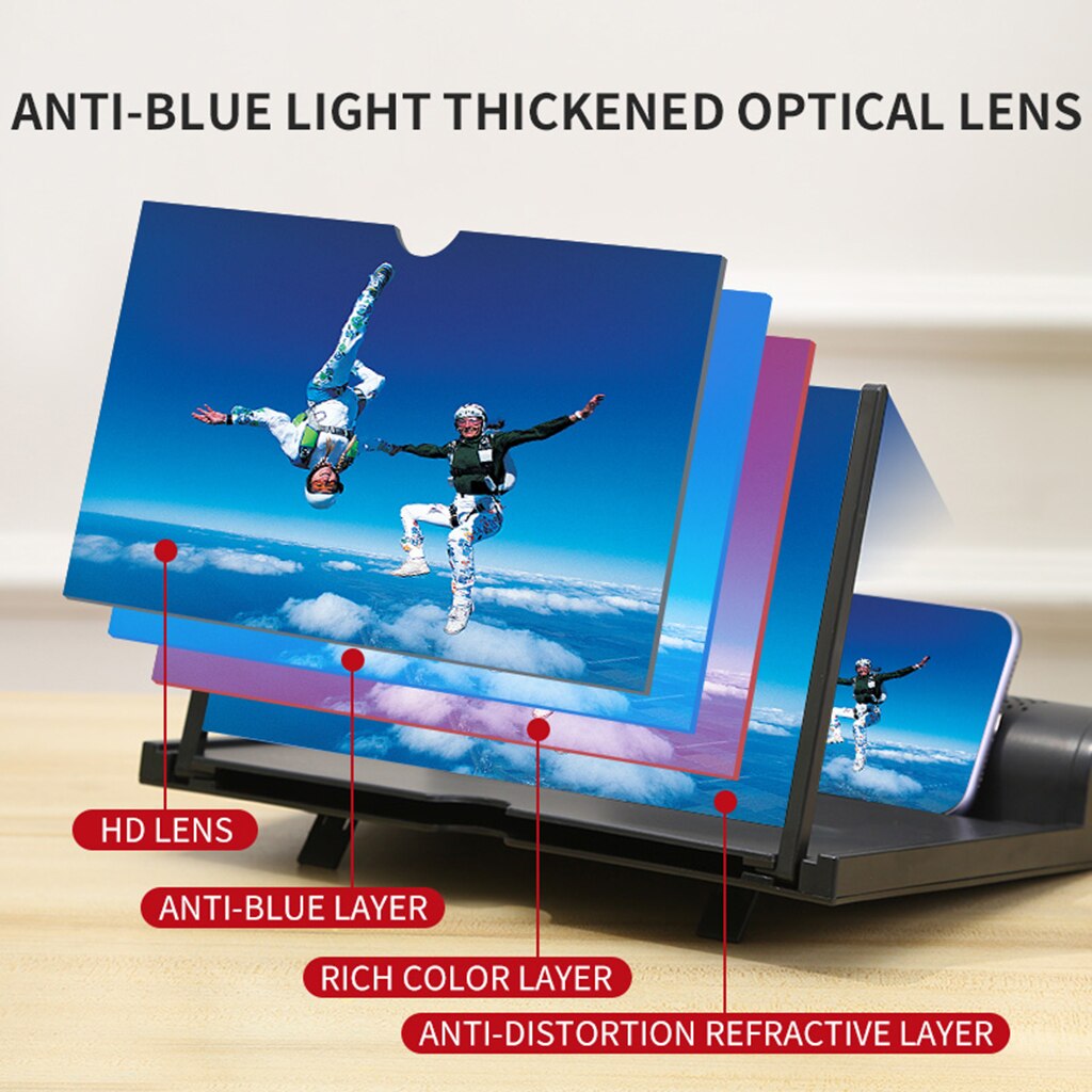 3D Screen Amplifier High-definition 12 Inch Mobile Phone Screen Magnifier Relieves Discomfort Visual Fatigue Stable