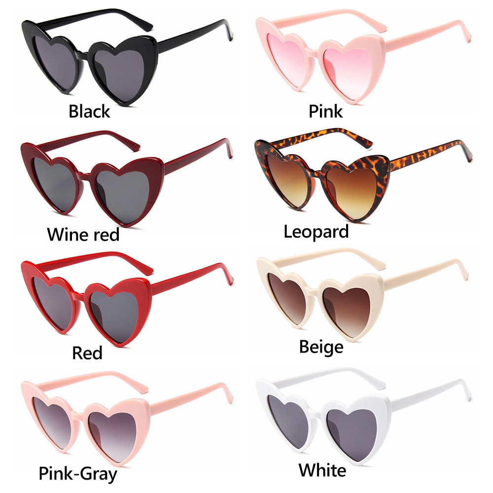 Hart Zonnebril Vrouwen Cat Eye Zonnebril Vrouwelijke Retro Liefde Hart Vormige Glazen Dames UV400 Bescherming