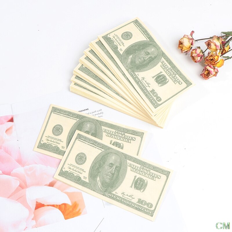 20Pcs Grappige 100Usd Gedrukt Papier Servetten Dikke Wc Bad Tissue Papier