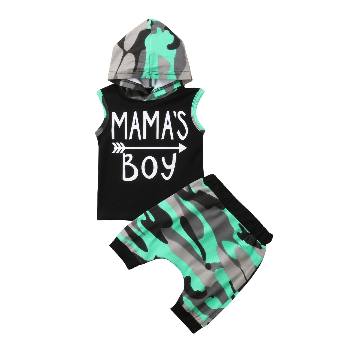 Zomer Pasgeboren Kids Pijl jongen Set Baby Jongens Camouflage Hoodie Tops T-shirt + Korte Broek Sets 2 St