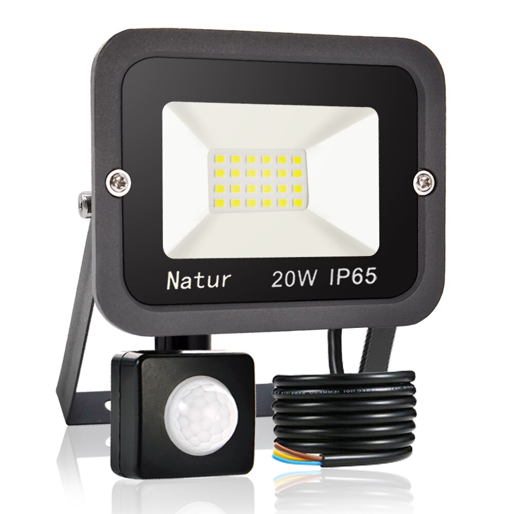 LUMINTURS 10W LED PIR Motion Sensor Flood Light – Auto On/Off, Outdoor Garden Lamp (Black)