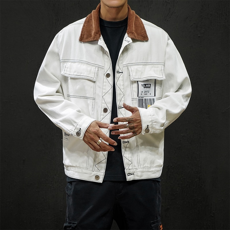 Hommes vestes en Denim noir printemps automne vestes en Jean en vrac nouvelle hommes coton blanc Denim manteaux de Jean manteaux
