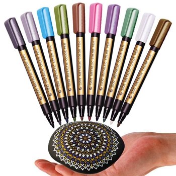 10pcs/lot Metallic Markers Paint Pens-Medium Tip Paint Pens Metal Art Permanent Marker Set for Card Making Paint Pens School Pen: Default Title