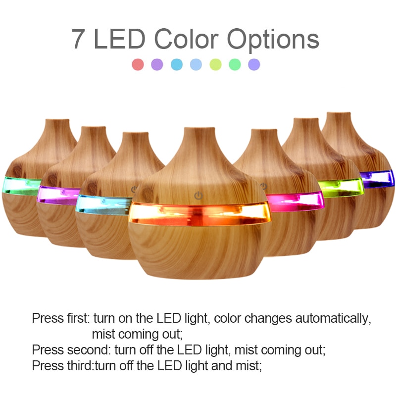 300Ml Usb Elektrische Aroma Air Diffuser Hout Ultrasone Luchtbevochtiger Essentiële Olie Aromatherapie Cool Mist Maker Voor Thuis Auto