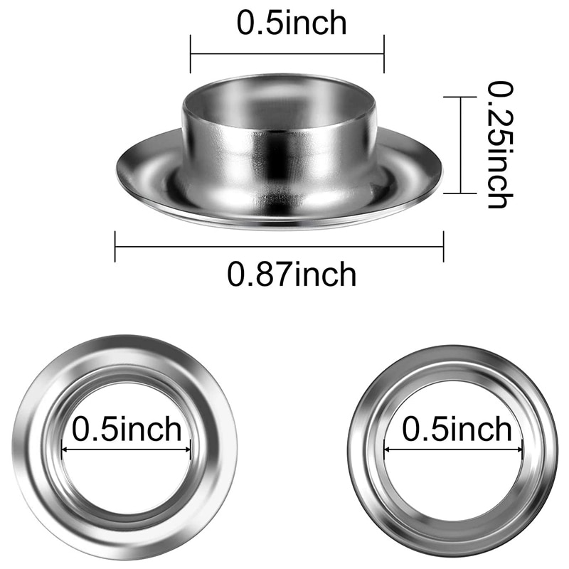 100 sets ringensets, ringenset en ringen voor het maken van zeildoek ( (1/2 inch)