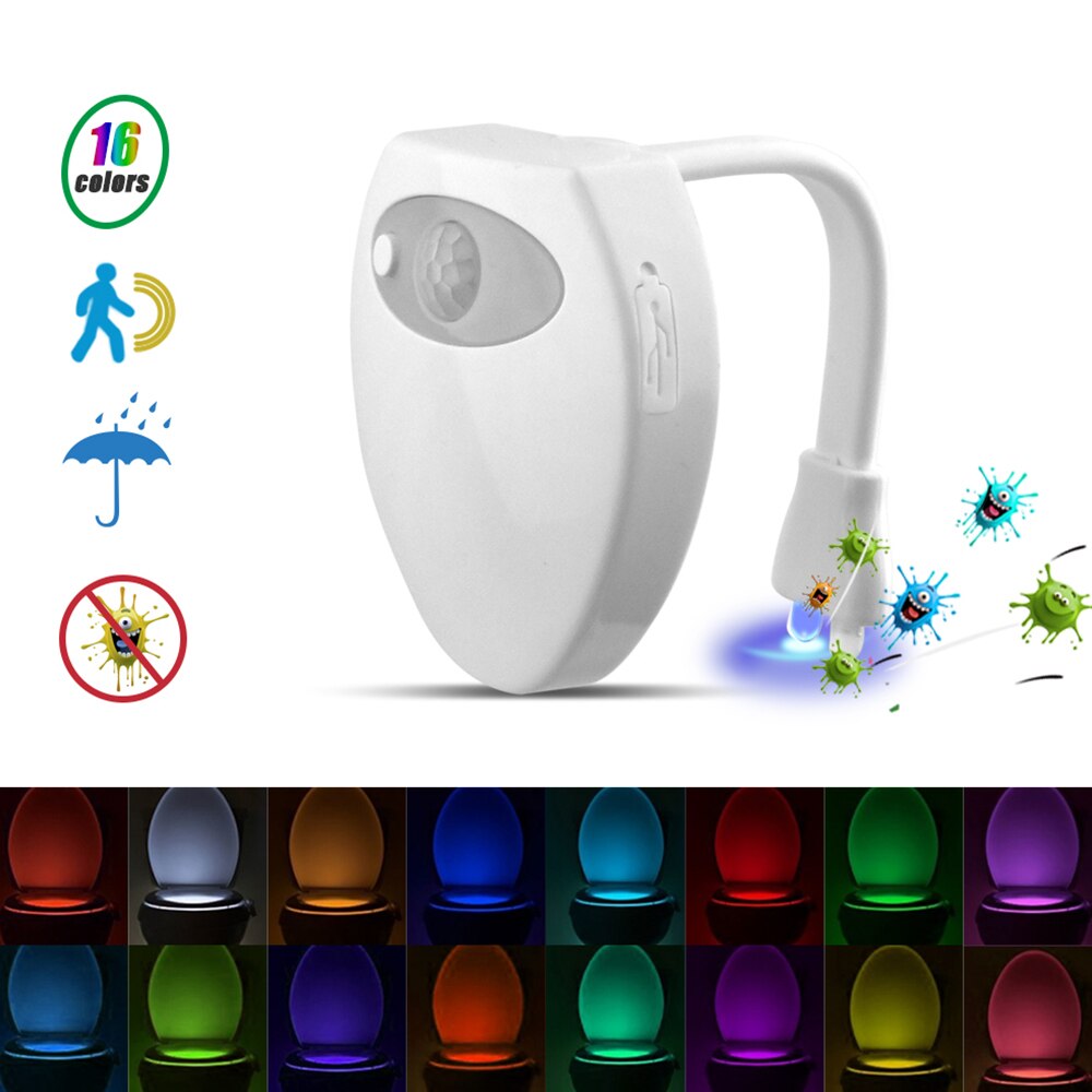 Induction Toilet Lamp UV Sterilizer Germicidal Disinfection UVC LED Lamp LED RGB Purple Light Toilet Closestool Lamp Night Light