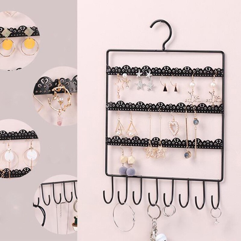 Estante de pared para exhibir pendientes, pulseras, collares, organizador de joyería, colgante, collar