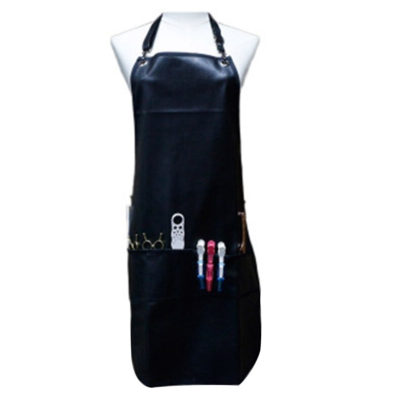Tablier de barbier avec poches en cuir imperméable à l'eau PU tablier de coiffure Cape coupe Cape de cheveux pour barbier: Default Title