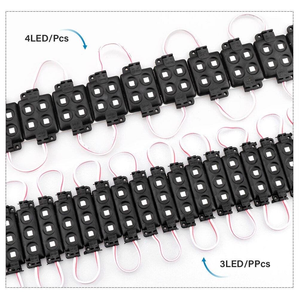 20 st/lot 5050 led modul  dc 12v 3 lysdioder 4 lysdioder led modul rgb vit/varm vit/blå/röd/rosa/grön reklamskylt bakgrundsbelysning dekor