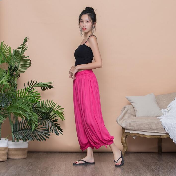 Pantalones de algodón para mujer, pantalón de pierna ancha, cómodo y fino, 8 colores, primavera y verano