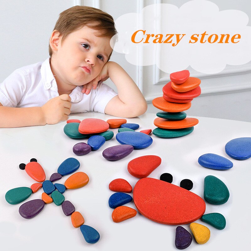 Ciottoli arcobaleno di legno divertimento per bambini impilabile giocattoli da costruzione creatività immaginazione formazione equilibrio Puzzle giocattoli regali