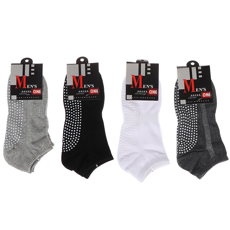 1pair Fitness Size 39-44 Men's Cotton Non-slip Yoga Socks With Grips Breathable Anti Skid Floor Socks For Pilates Gym Sock