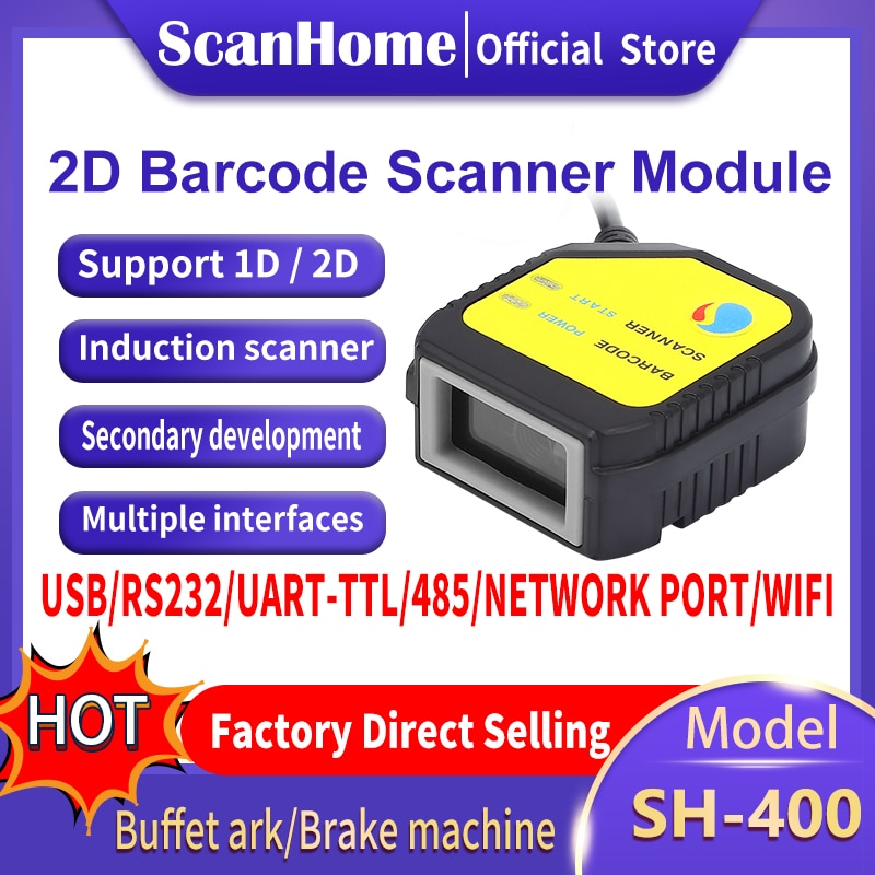 ScanHome Incorporato Modulo scanner di 2D scanner di codici a sbarra Modulo di testa di fisso USB TTL RS232 scanner Motore SH-400