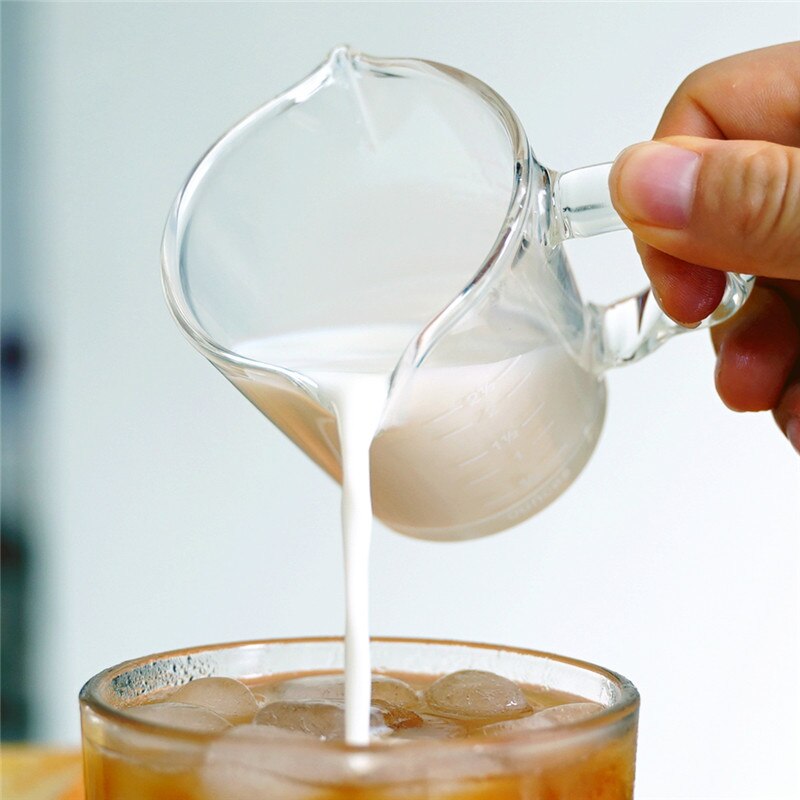 Twee-Uitloop Koffie Cup, Espresso Cup, Japanse Stijl Mini Melk Cup Met Dubbelzijdig Schaal, hittebestendig Glas Maatbeker
