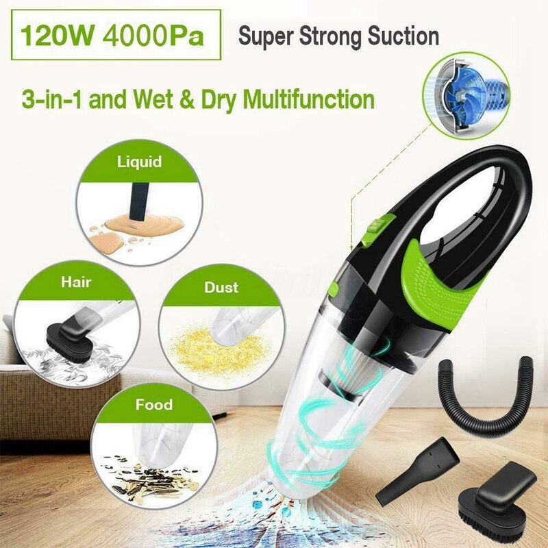 Strong Power Car Vacuum Cleaner for Home Car Portable Handheld Vacuum Cleaner 120W Mini Car Vacuum Cleaner