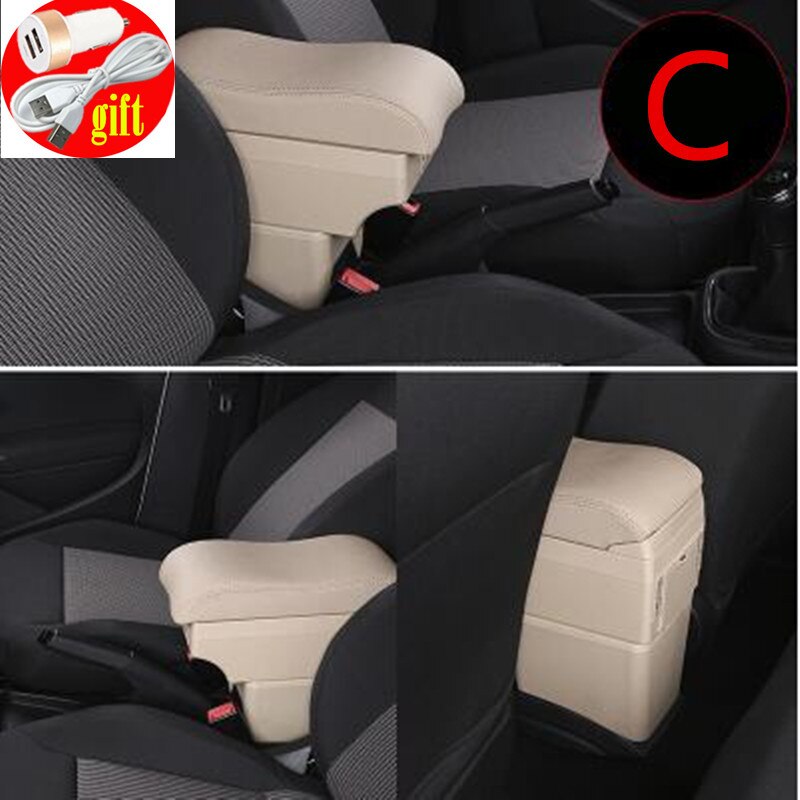 Leather Car Armrest Stroage Box for Chevrolet Spark Interior Parts Center Console Armrest: Bronze Yellow