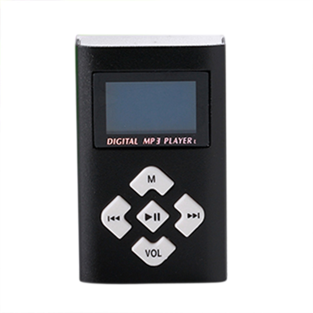 Slick stylish USB Mini MP3 Player LCD Screen Support 8GB Micro SD TF Card#T2: Black 
