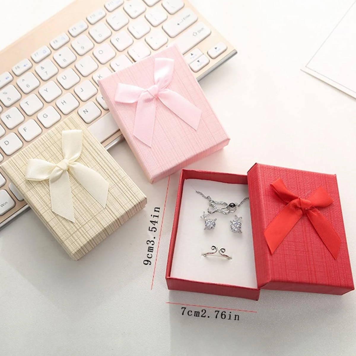 1 PC Plaid Pattern Bow Decor Jewelry Box For Women For Jewelry Packaging