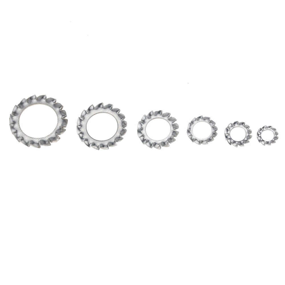 300pcs/lot 304 Stainless Steel Serrated Lock Washer External Toothed Washers Set Serrated Washer