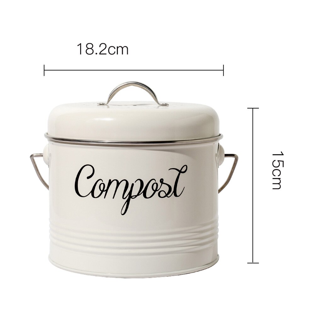 Metalen Keuken Compost Bin Indoor Voedsel Afval Compost Emmer Met Deksel Kolen Filter Met Handvat Voor Etensresten Voedsel Composter