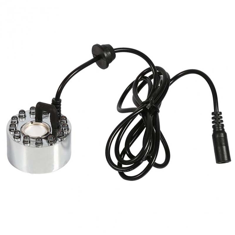 ABRA-24V Color Changing Ultrasonic Mist Maker Fogger Water Fountain Pond Atomizer Air Humidifier 12 LED with Adapter