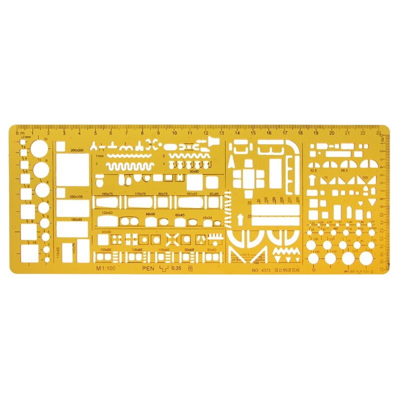 Arkitektonisk mall linjal ritning stencil mätverktyg student