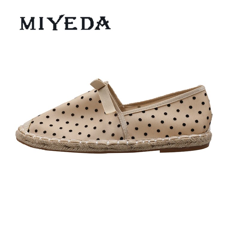 MIYEDA-zapatos informales para mujer, zapatillas náuticas de lunares sin cordones, transpirables, suaves, combinan con todo, planos y poco profundos para mujer