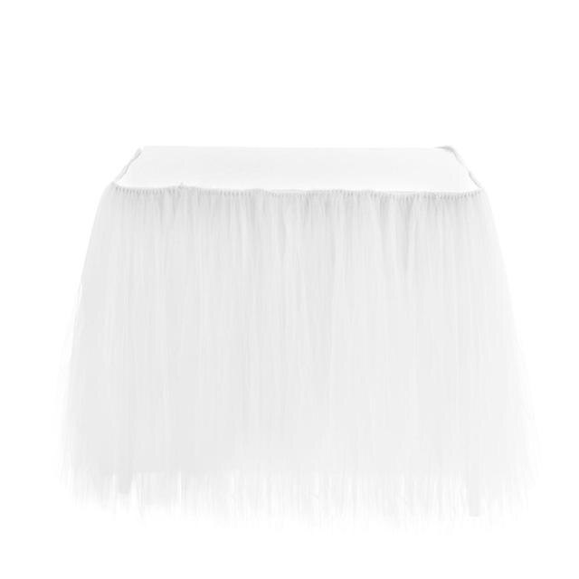 30 Romantische Vele Tule Tutu Tafel Rok Tule Servies Voor Bruiloft Decoratie Baby Shower Party Verjaardag Tafel Rokken Thuis: WHITE