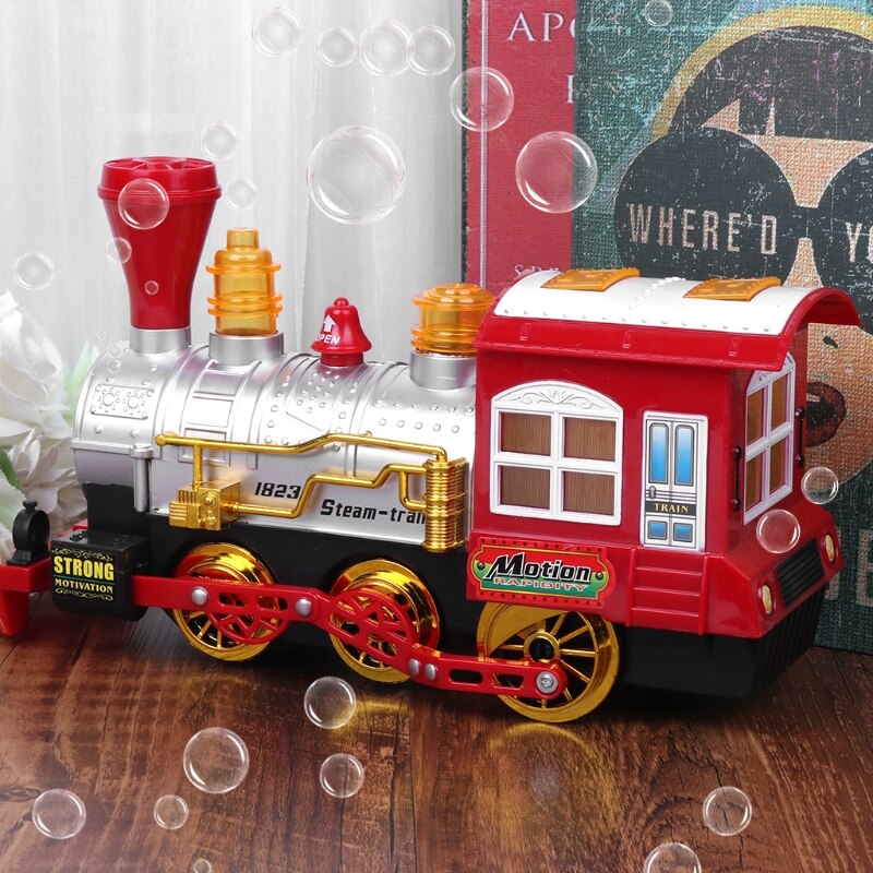 Bubble Blowing Toy Train Battery Powered Locomotive Engine With Light And Music