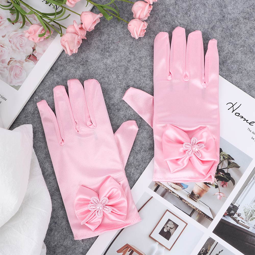 1 paar Elastische Zijde En Satijn kinderen Party Accessoires Korte Handschoenen Korte Paragraaf Dame Handschoenen Handschoenen Prinses