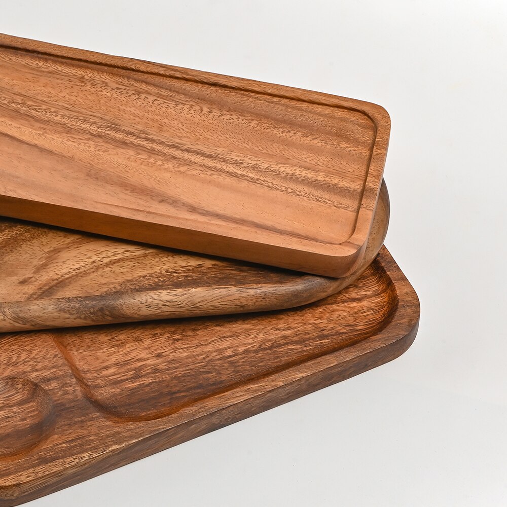 Creatieve Houten Dienblad Massief Hout Diner Plaat Pizza Plaat Vierkante Pizza Lade Acacia Hout Servies