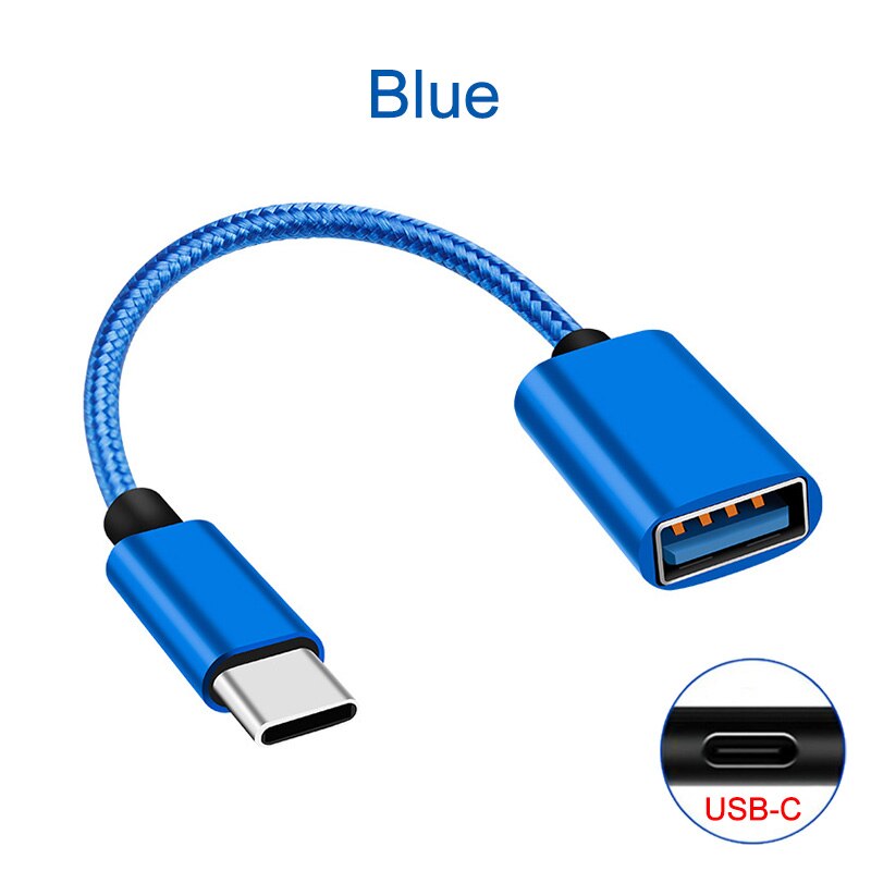 USB al tipo-C OTG adaptador de Cable para Samsung Galaxy Nota 8 9 10 20 S8 S9 S10 S10E S20 S21 Plus Ultra Lite + 5G USB-C OTG convertidor: Azul