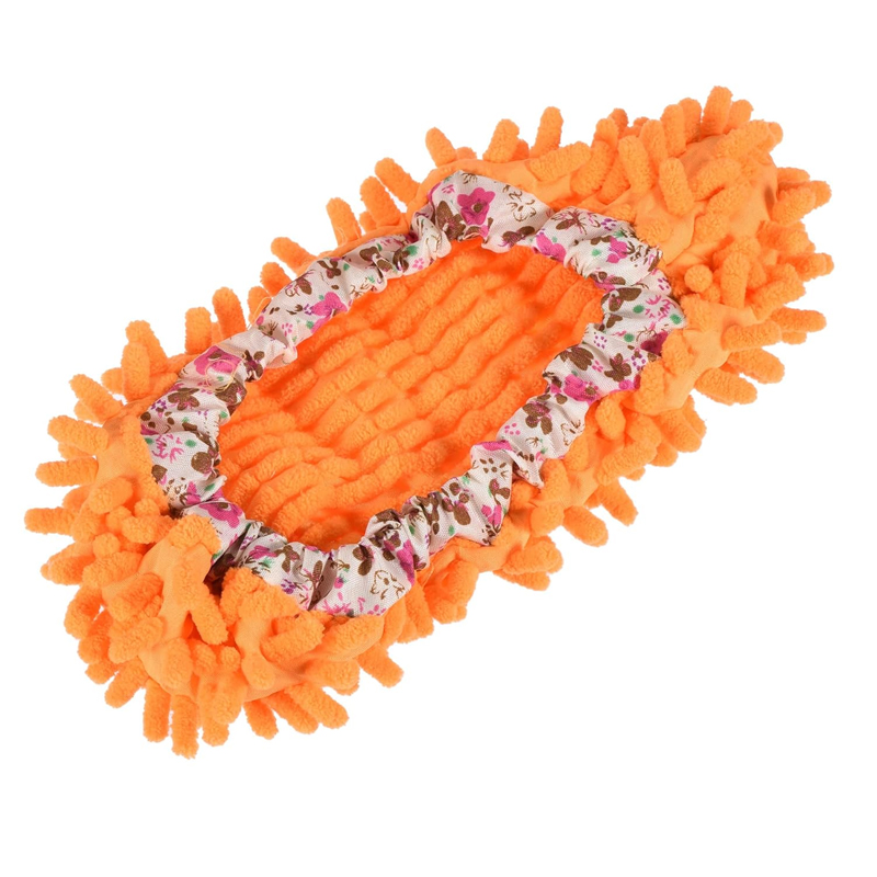 Chinelos de limpeza de poeira de chão sapatos pano de limpeza preguiçoso sapato capa mop chinelos microfibra chenille sapato cobre: orange / 3pcs