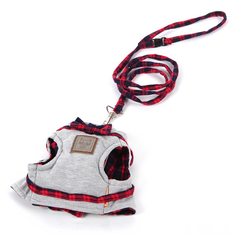 Samll Dog Harness Walking Fabric Harness Set Style 2 High Jacket+Leash Size British: Gray / M