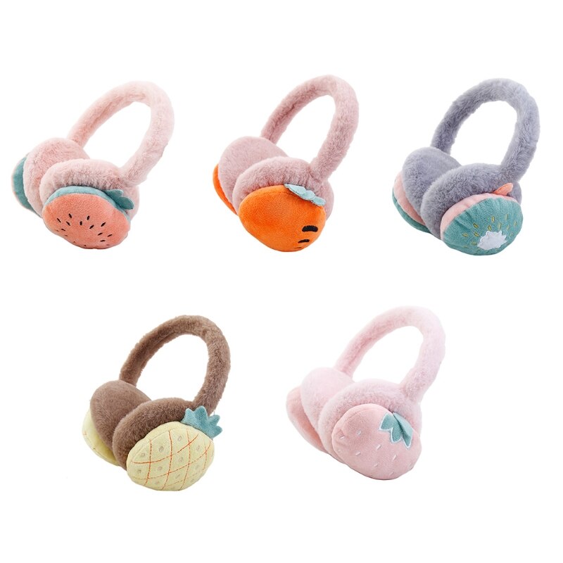 D0LF Ear Warmers For Kids Pink Strawberry Ear Muffs Girl Cute Plush Warm Soft Fluffy Cute Winter Warm Earmuff Ear Muffs