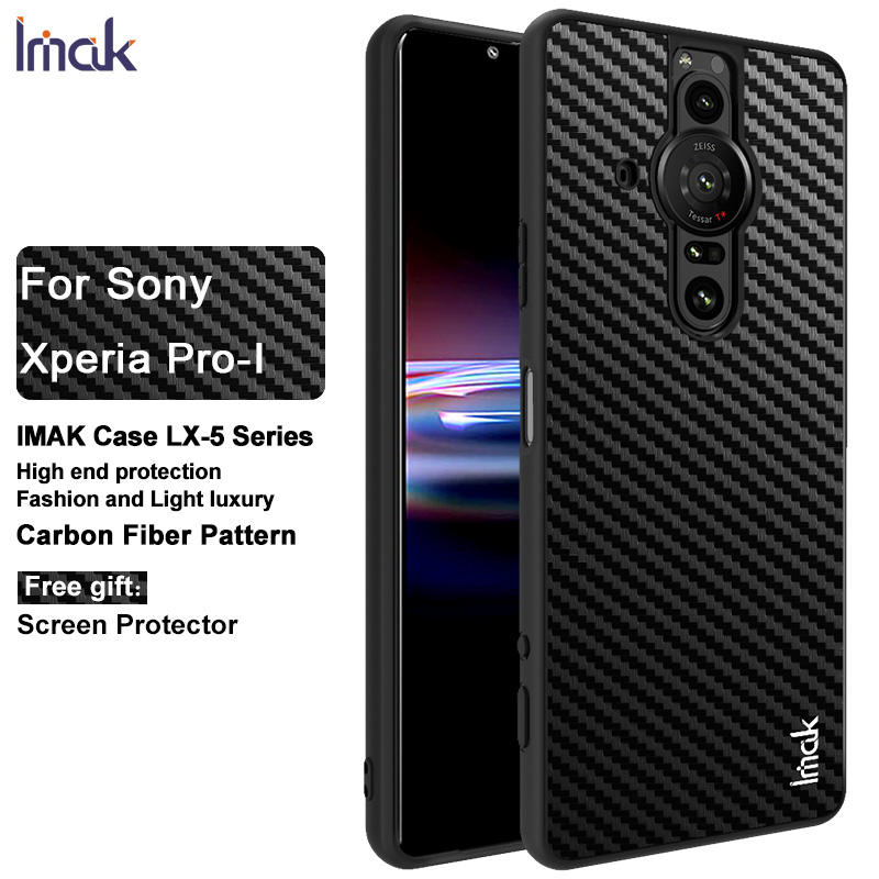 Imak Voor Sony Xperia Pro-Ik Fiber Textuur Voor Sony Xperia Pro-Ik Lederen Achterkant Anti Vingerafdruk met Zachte Screen Protector: Carbon Fiber