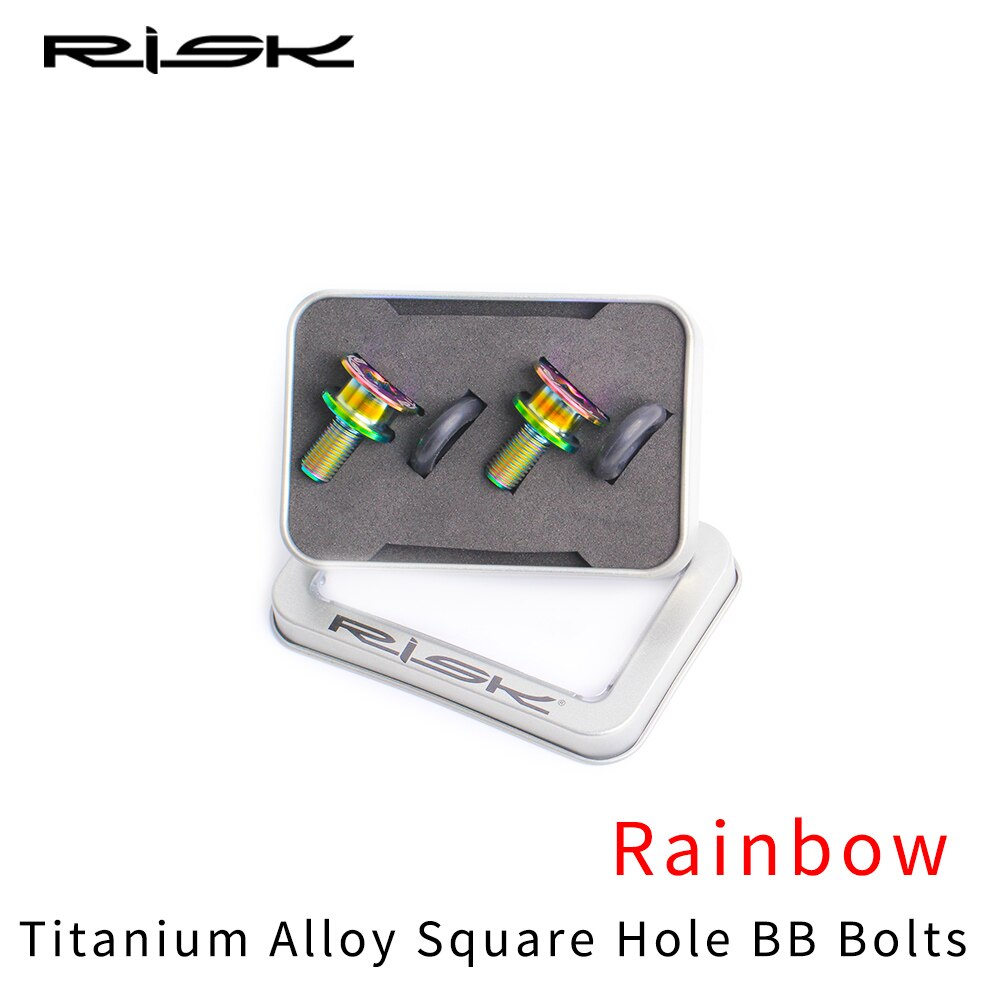 RISK Titanium Alloy M8*15 mm MTB Bike Bottom Bracket Bolts Waterproof Bicycle Bottom Bracket Crank Fixed Bolts for Brompton: rainbow