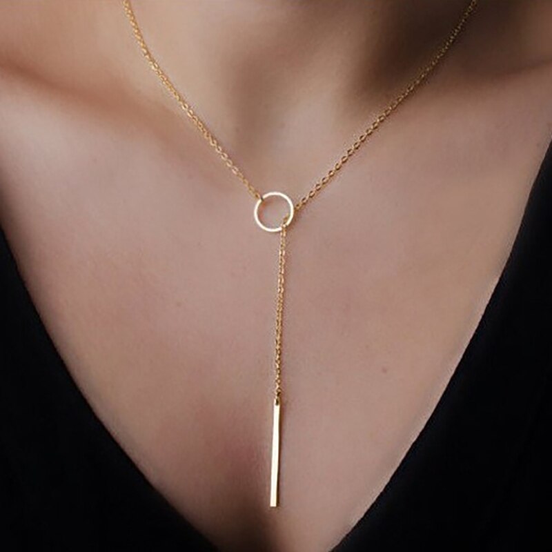 Eenvoudige Geometrische Kwastje Lange Hanger Choker Ketting Voor Vrouwen Meisjes Mode Femme Goud Kleur Chain Kettingen Sieraden