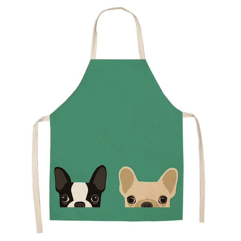 1Stck Nette Karikatur Hund Katze Gedruckt Küche Schürzen Baumwolle Leinen Hause Kochen Backen Kaffee Einkaufen Reinigung Zubehör 53*65cm: D