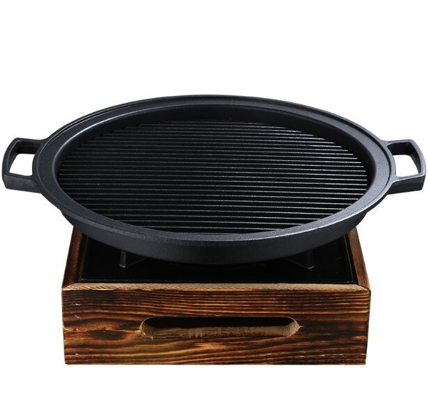 Parrilla portátil de hierro fundido para barbacoa, mini parrilla bbg para mesa superior, estufa de barbacoa, teppanyaki, para Hotel, restaurante, familia, Sin