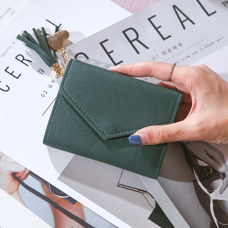 Women's Wallet Female Tassel Pendant Lychee Pattern Wallet Card Bag Zero Wallet: 8