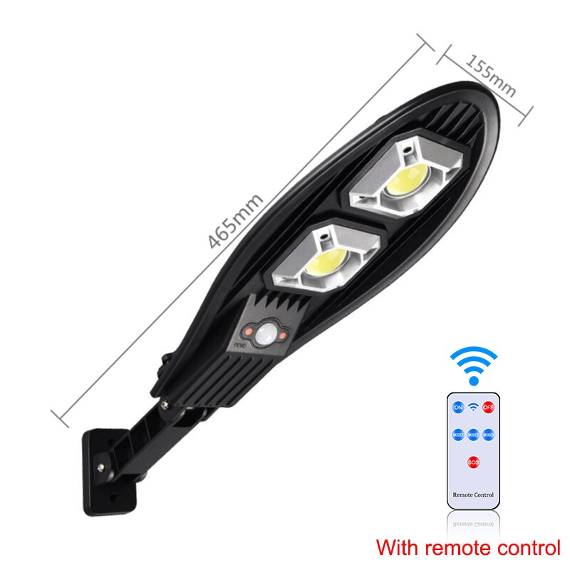 LED Solar Street Light COB Outdoor Solar Wall Lamp with 3 Light Mode Waterproof Motion Sensor Security Lighting for Garden Patio: 2With remote control