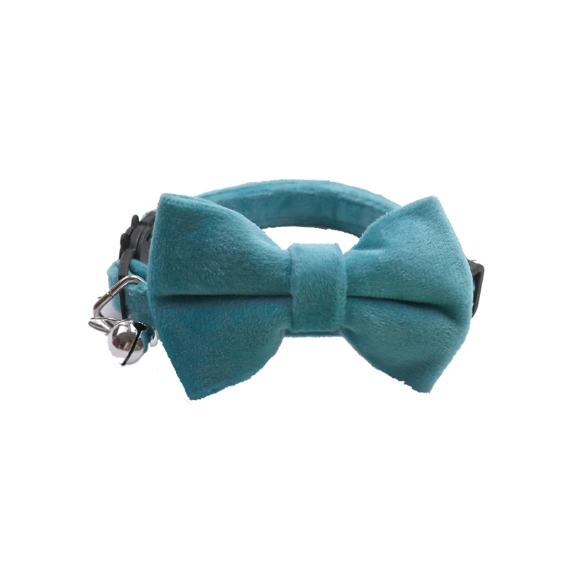 Samt-schleifen-katzenhalsband mit verstellbarem sicherheitsverschluss, einfarbiges katzenhalsband mit glöckchen, haustierzubehör