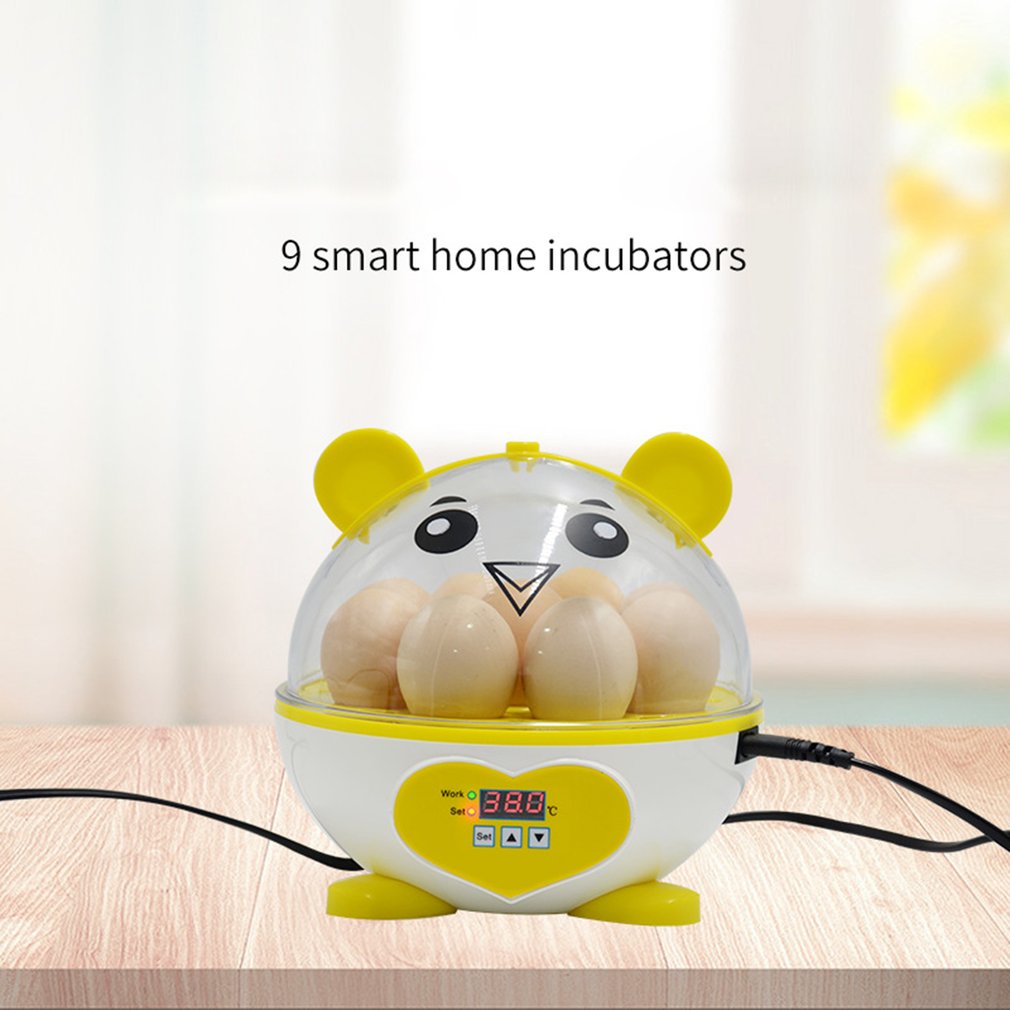 20W Cute Mini 9 Eggs Incubator Incubation Brooder Manual Egg Incubator Digital Temperature Adjustable Hatcher