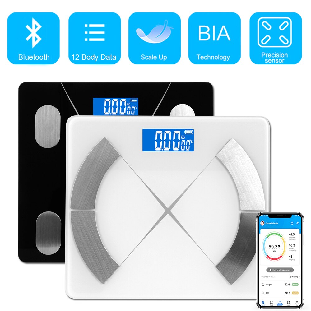 Body Fat Scale Electronic Balance Weighing Scale Bluetooth App LCD Display BMI Body Composition Analyzer Digital Bathroom Scale