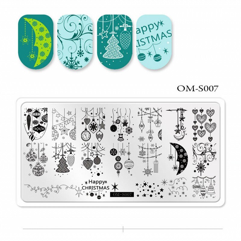 1Pcs Halloween Nail Stamping Plates Pumpkin SPider Pattern Plate Christmas Snowflake Santa Nail Art Image Stamp Templates OMS112: 7