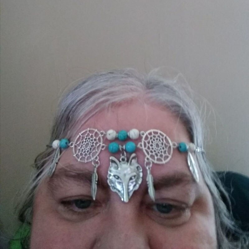 WiccMoon Circlet, Pagan Headdress Wiccan Head Chain Moon &amp; Triskele Headpiece Gothic Head Chain: B21