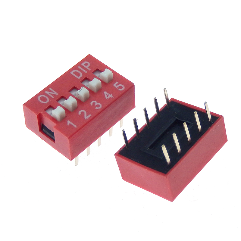 10PCS Slide Type Switch Module 1 2 3 4 5 6 7 8 9 10 12 Bit 2.54mm Position Way DIP Red Pitch Toggle Switch Red Snap Switch: Blue