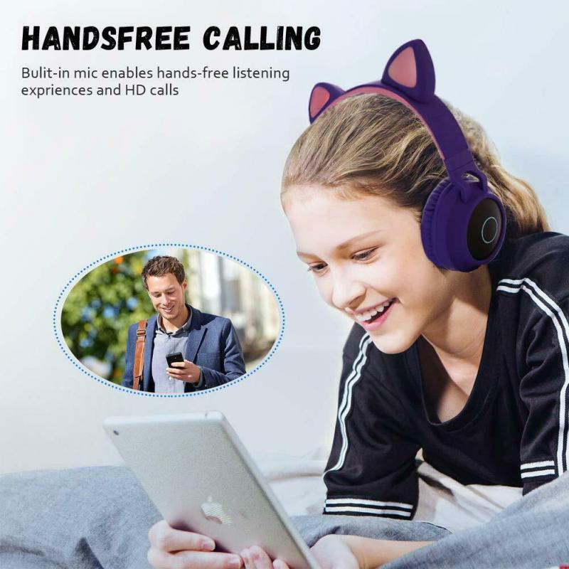 Draadloze Bluetooth Kat Oor Led Stereo Gaming Headset Opvouwbare Hoofdtelefoon Voor Moblie Telefoon Computer PS4 Xbox Oortelefoon Voor Gamer